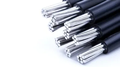 Close-up,,Aluminum,Electrical,Power,Cable,Isolated,On,White